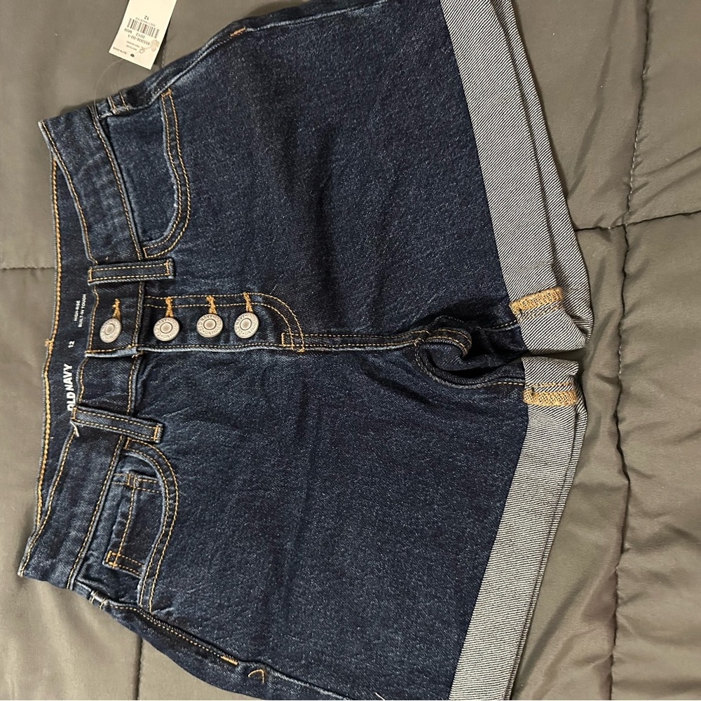 Old Navy Dark Blue Jean Shorts with Button Detail
